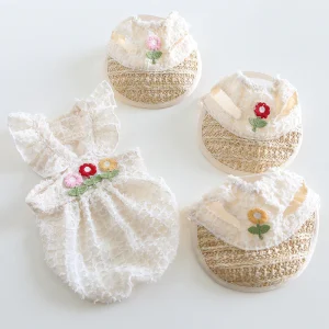 Sweet Embroidery Flower Dog Dress/Hat