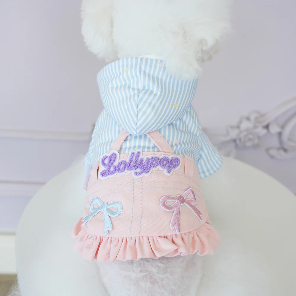 Warm Cross Straps Striped Hooded Dog Cat Jacket - immagine 3