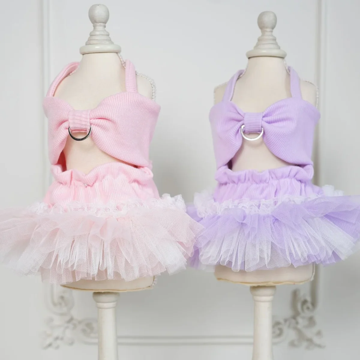 Bow Design Harness Dog Cat Lace Dress - immagine 3