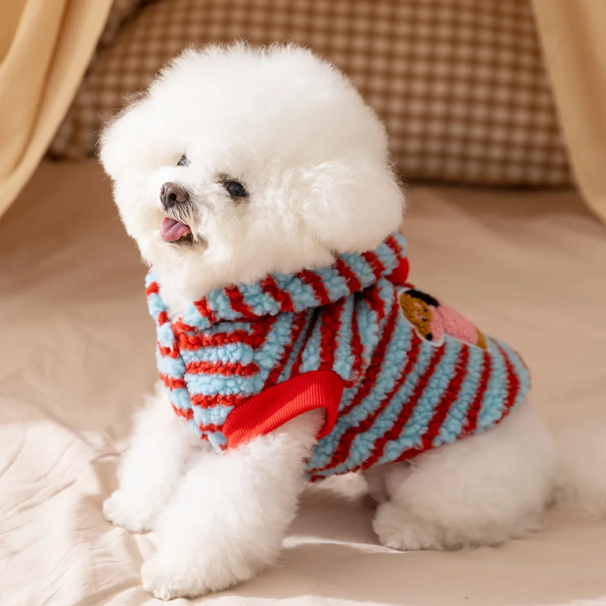 Fleece Striped Dachshund Dog Cat Harness Hoodie - immagine 6