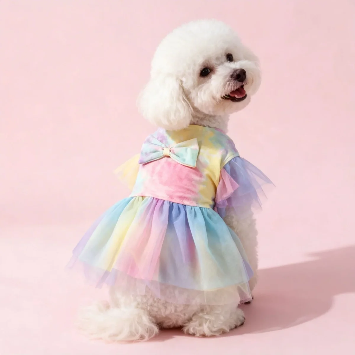 Tie-dyed Bow Decor Dog Cat Dress/Tee - immagine 2