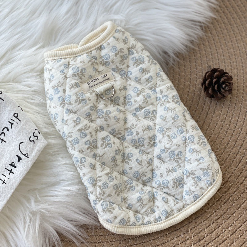 Cotton Floral Pattern Dog Cat Ruffled/Sleeveless Vest - immagine 6