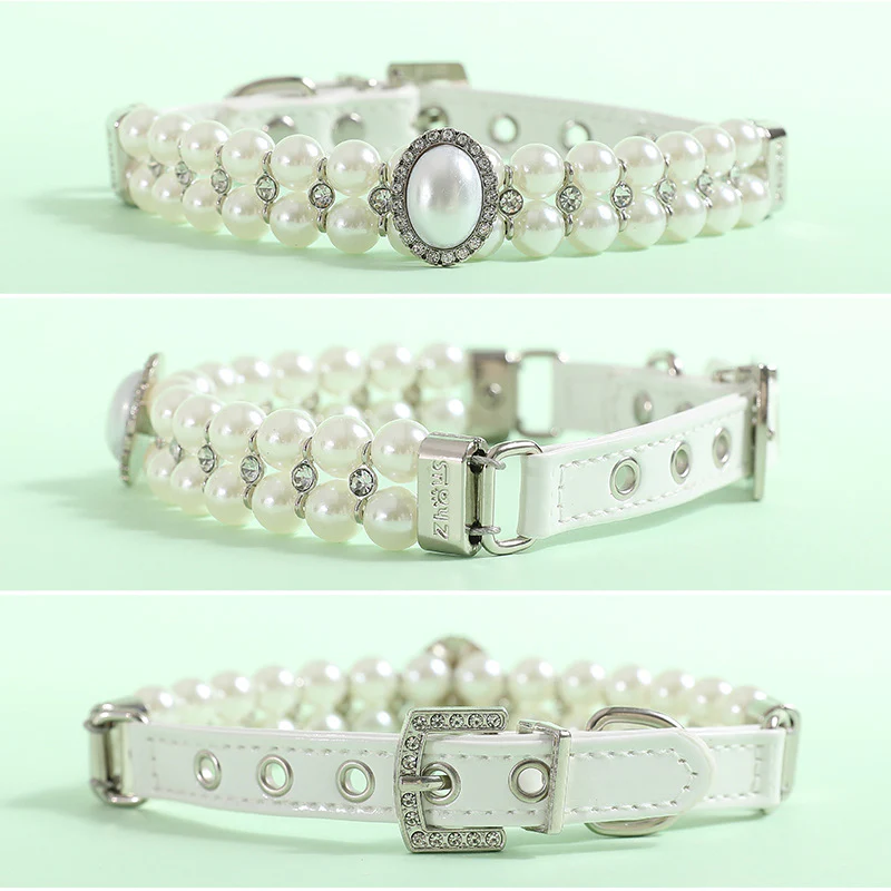 Jeweled Pearl Decor Dog Collar&Leash - immagine 5