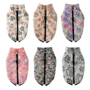 Cappotto per Cani Smanicato in Pile "Paw" con Fantasia Zampine