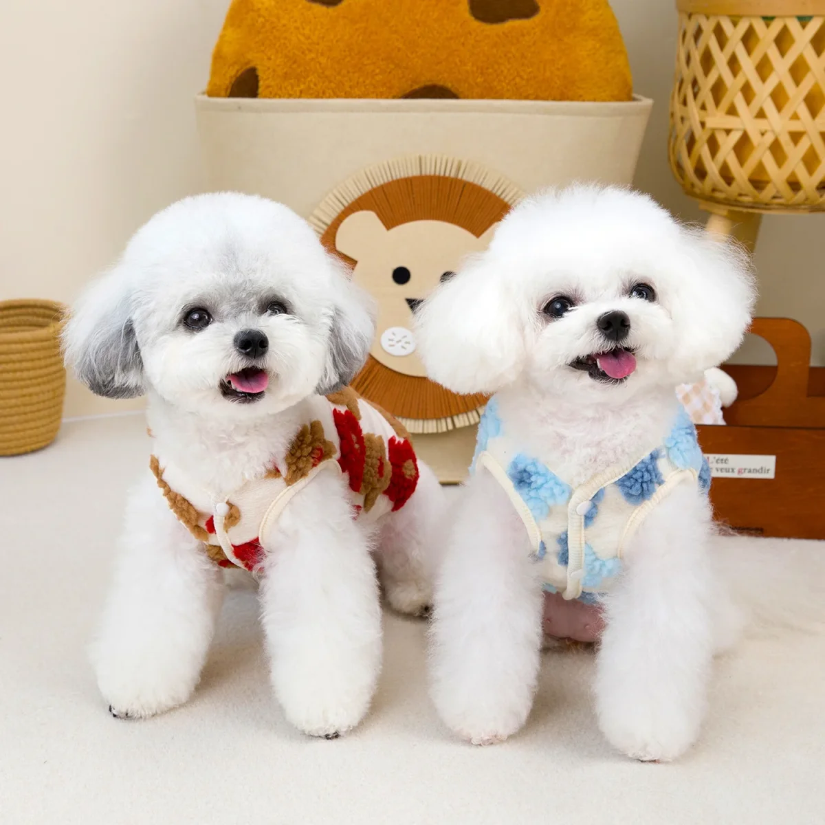 Fleece Flower Decor Dog Cat Harness Vest - immagine 6