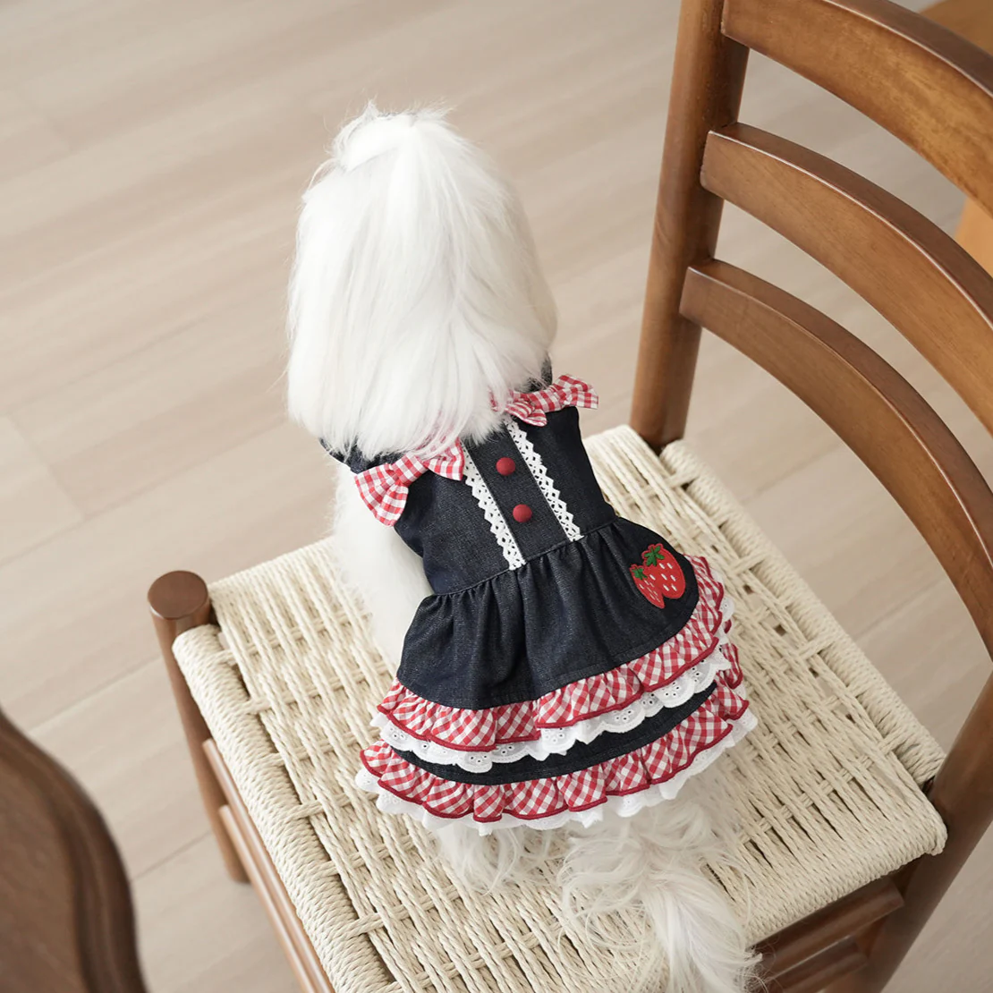 Sweet Strawberry Pattern Denim Dog Cat Dress - immagine 6