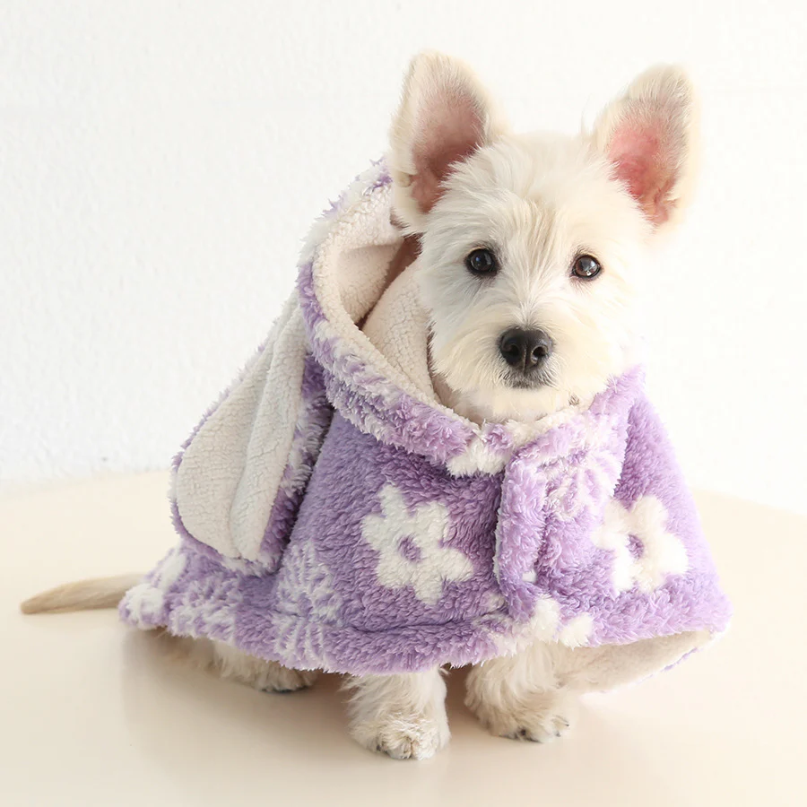 Plaid Flower Fleece Dog Cat Cape Pajama - immagine 6
