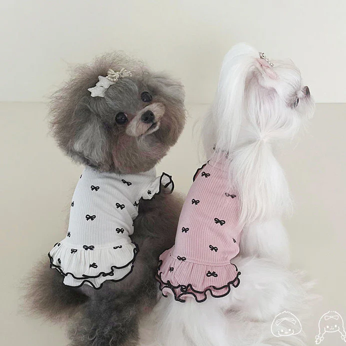 Bow Pattern Cotton Dog Cat Dress/T-shirt - immagine 7