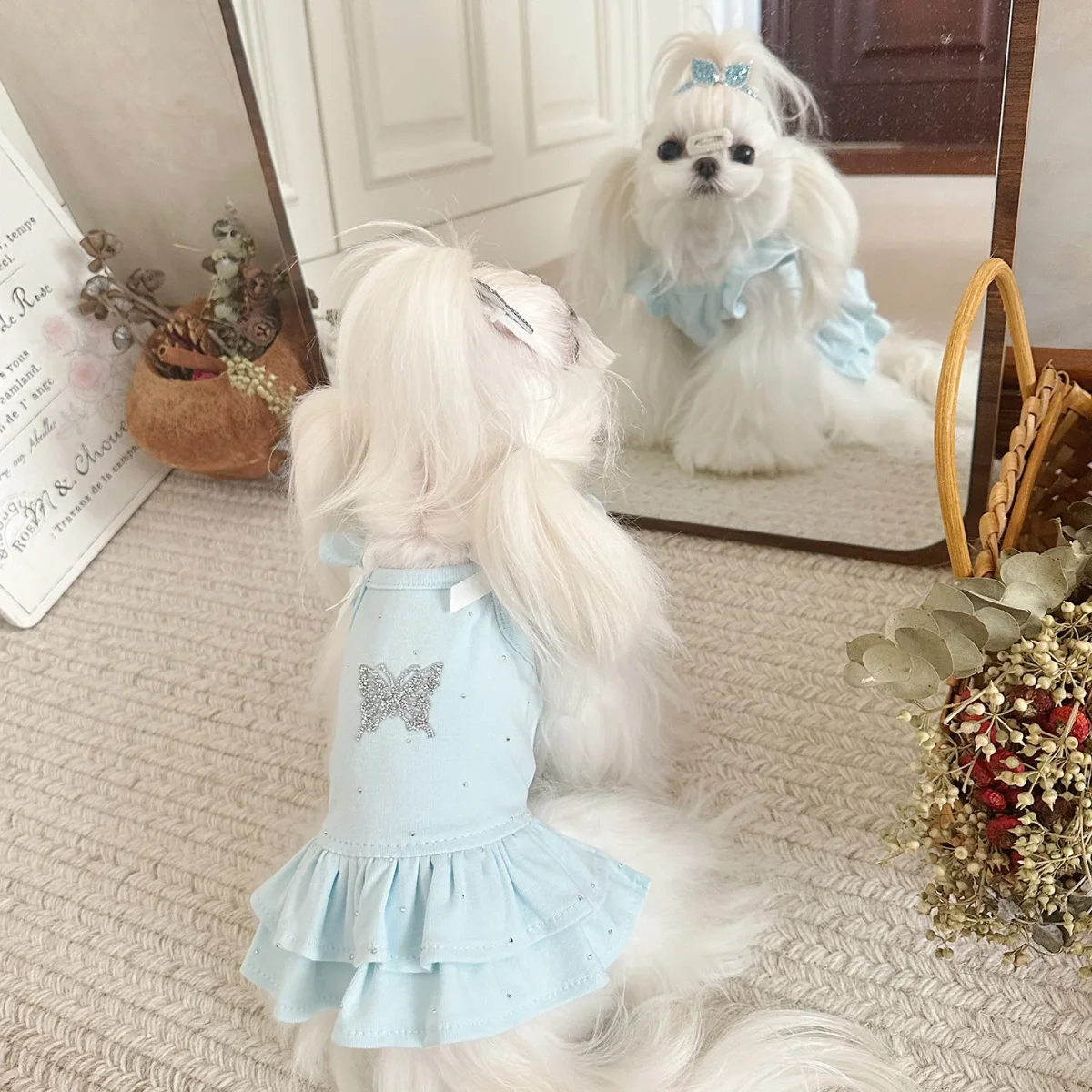 Sweet Butterfly Rhinestone Dog Cat Dress - immagine 3