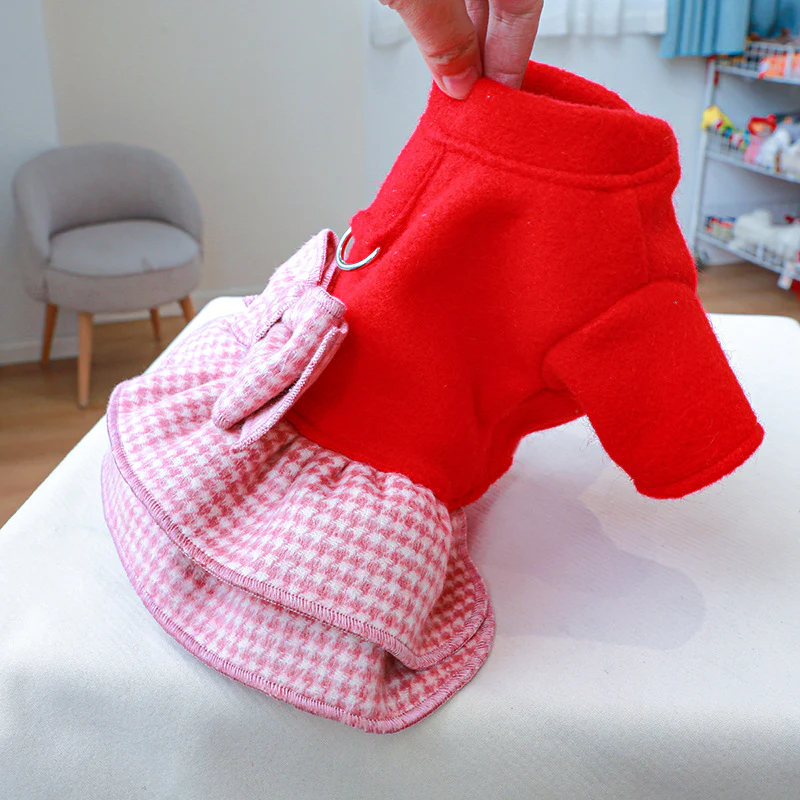 Bow Plaid Layered Dog Dress Harness - immagine 7