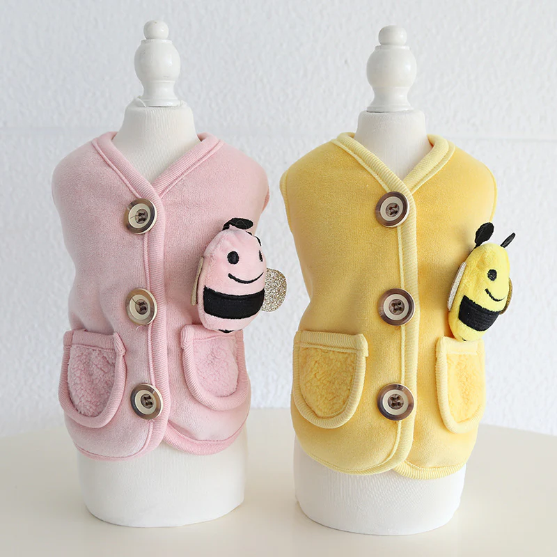 Cute Bee Soft Fleece Dog Cat Jacket Vest - immagine 9