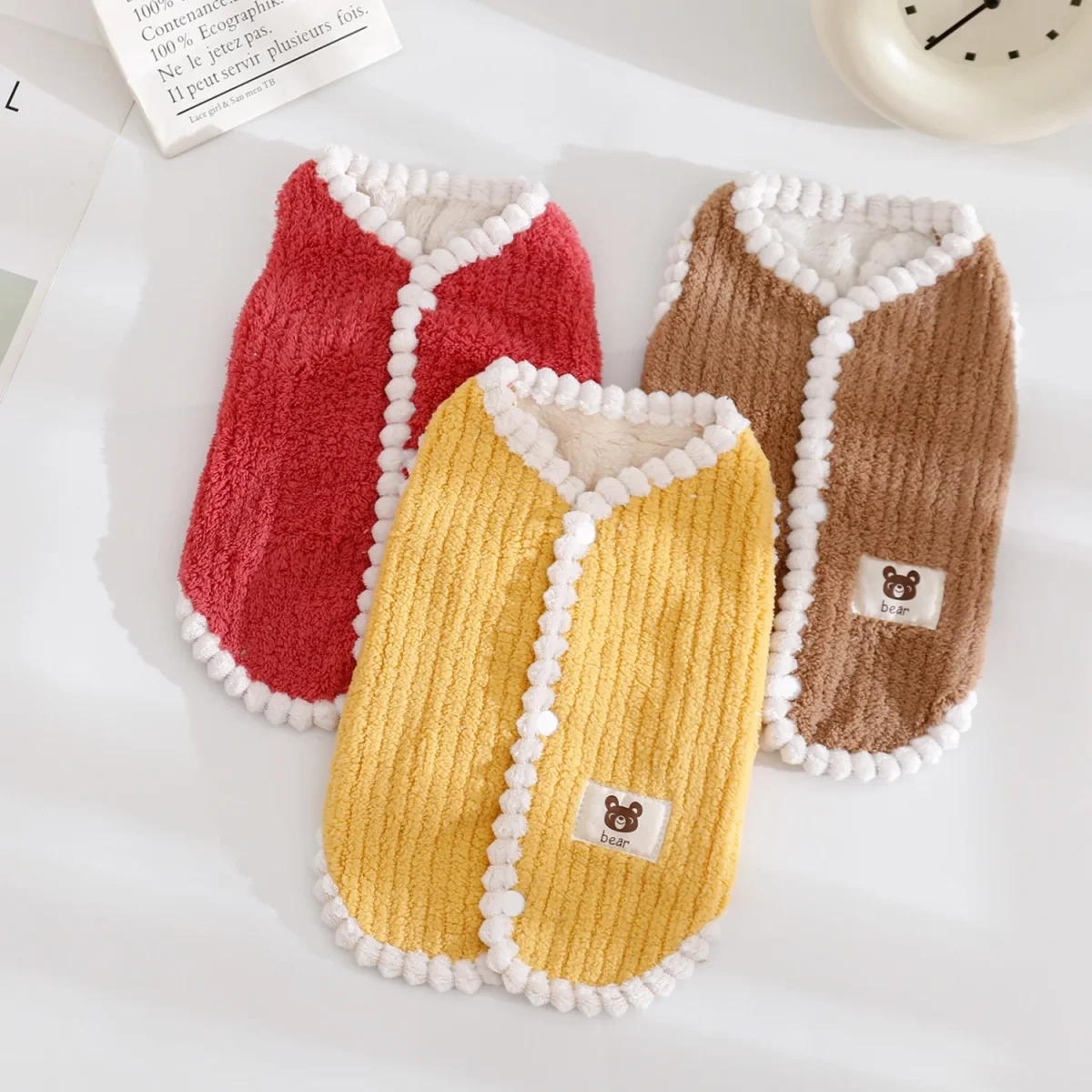 Solid Color Fleece Dog Cat Jacket Vest - immagine 9