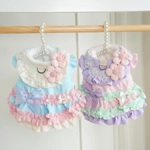 Sweet Flower Layered Color Block Dog Cat Dress