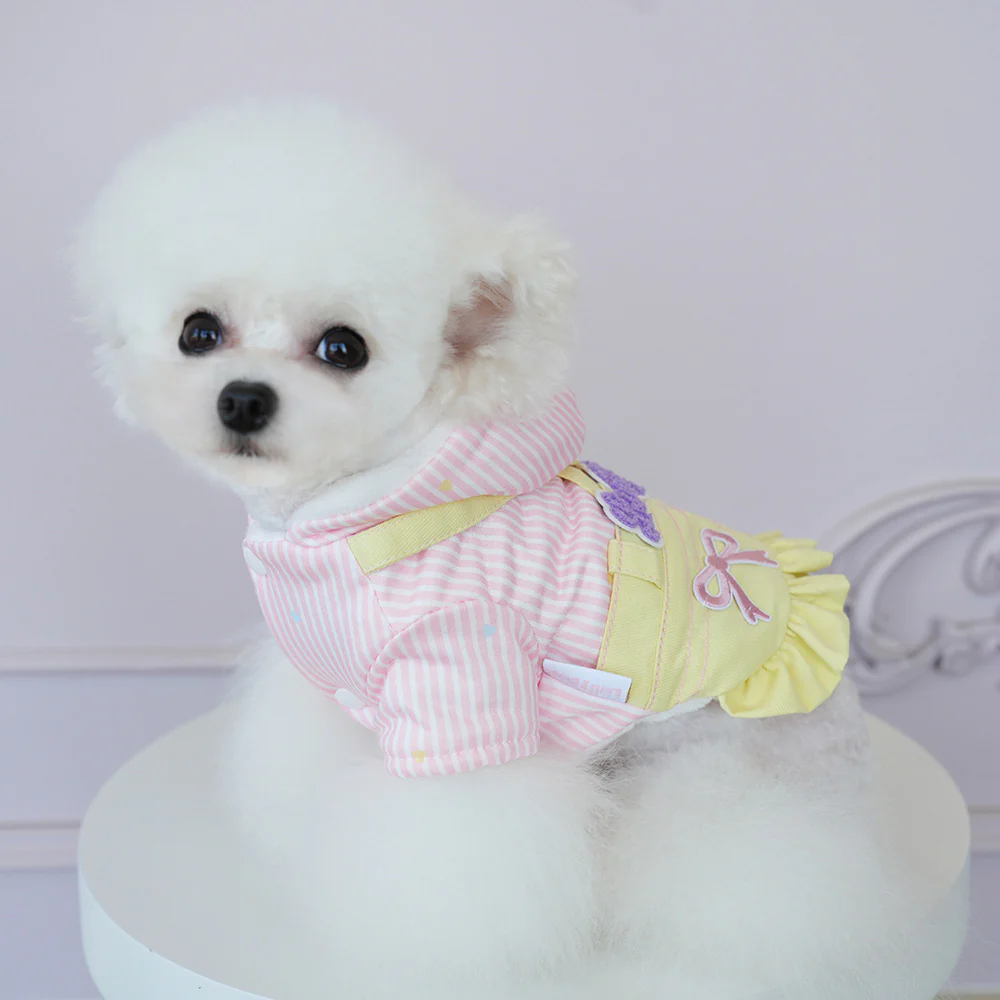 Warm Cross Straps Striped Hooded Dog Cat Jacket - immagine 6