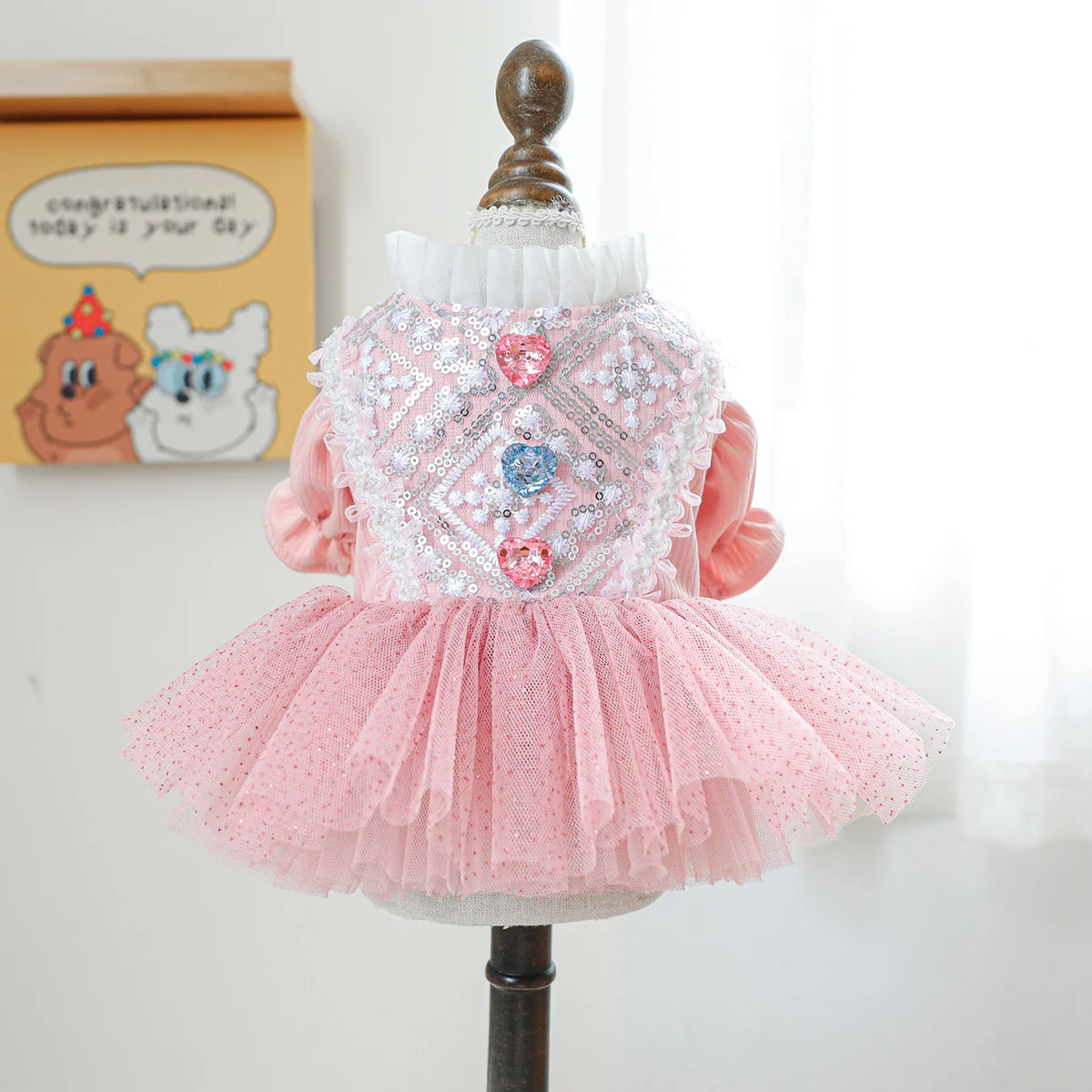 Heart Flower Dog Cat Princess Dress - immagine 3