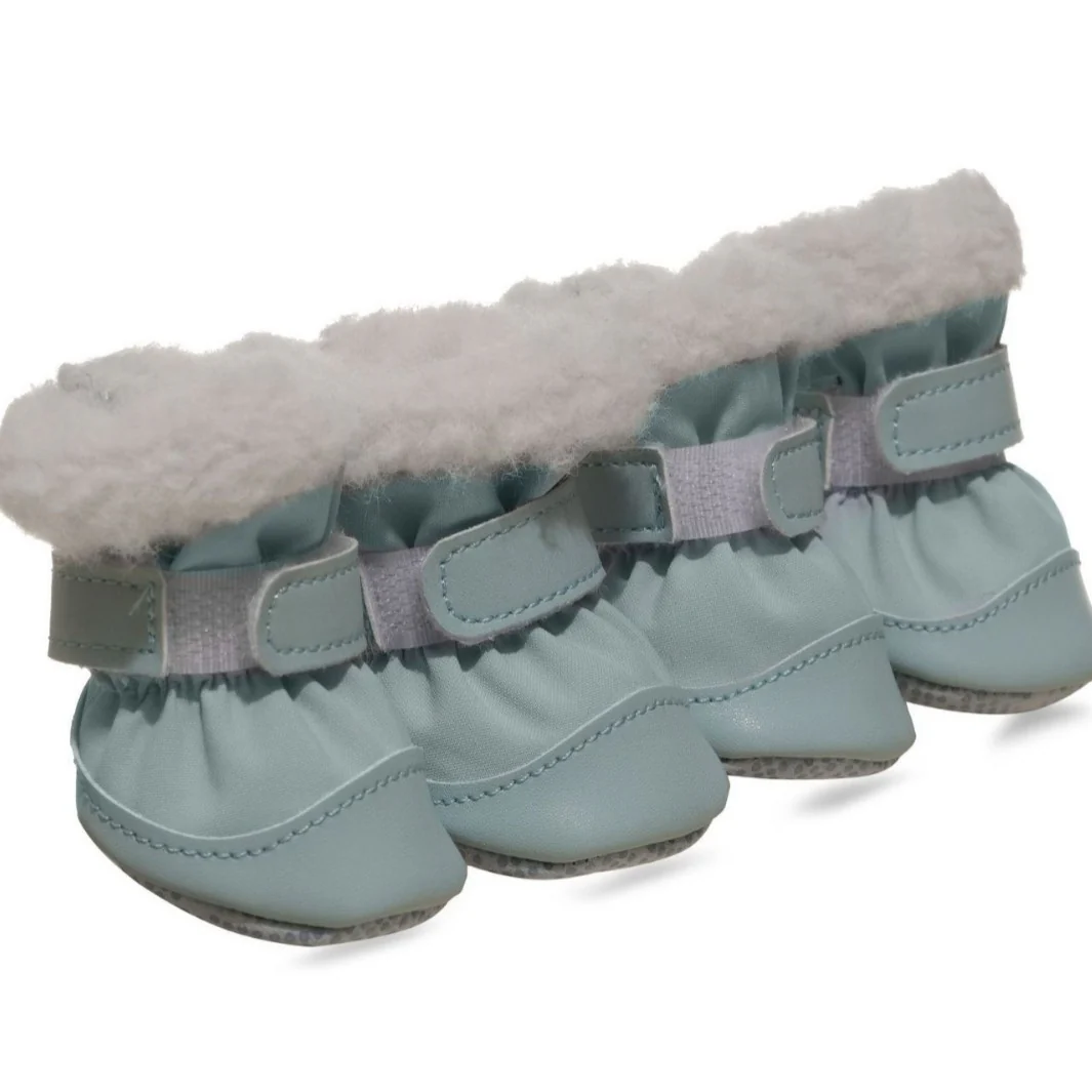 4pcs Warm Furry Dog Snow Boots - immagine 4