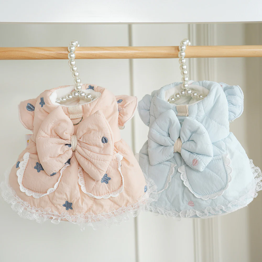 Fleece Warm Star Dog Cat Harness Dress