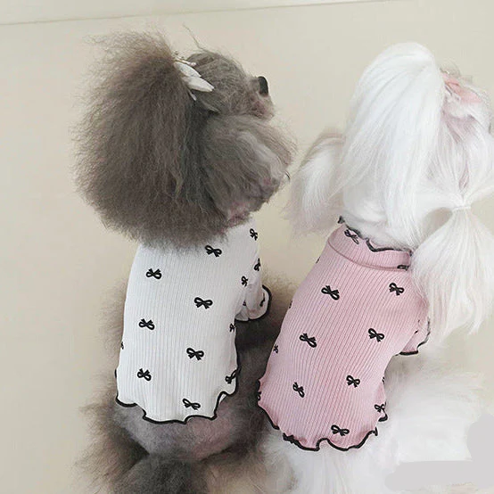 Bow Pattern Cotton Dog Cat Dress/T-shirt - immagine 8