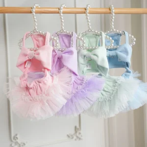 Bow Design Harness Dog Cat Lace Dress