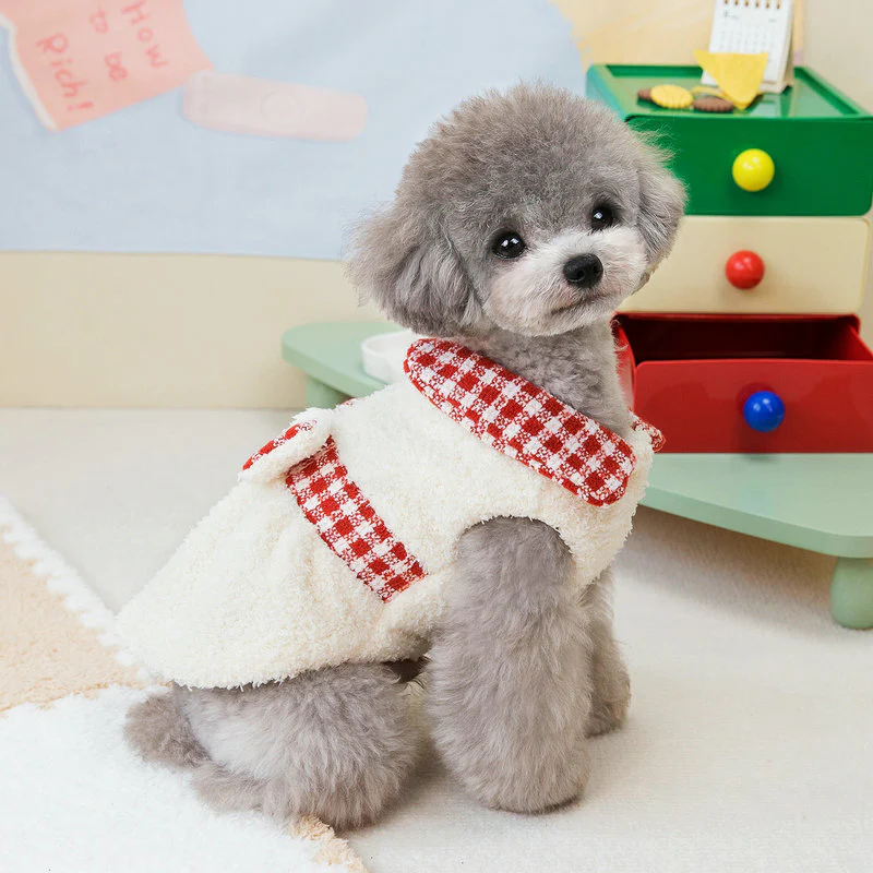 Color Block Plaid Design Dog Cat Dress/Hoodie - immagine 7
