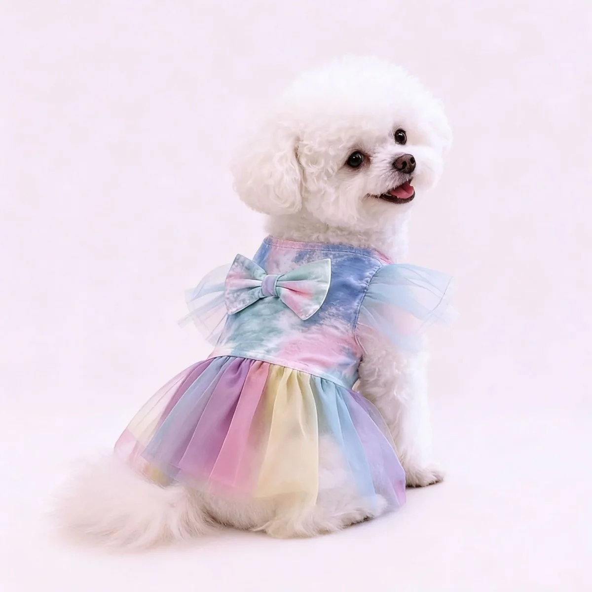 Tie-dyed Bow Decor Dog Cat Dress/Tee - immagine 9