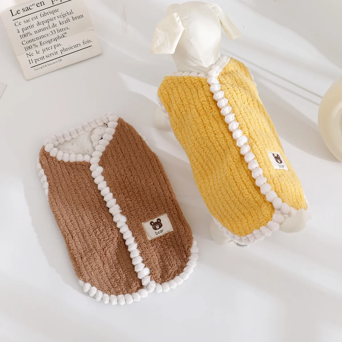 Solid Color Fleece Dog Cat Jacket Vest - immagine 6