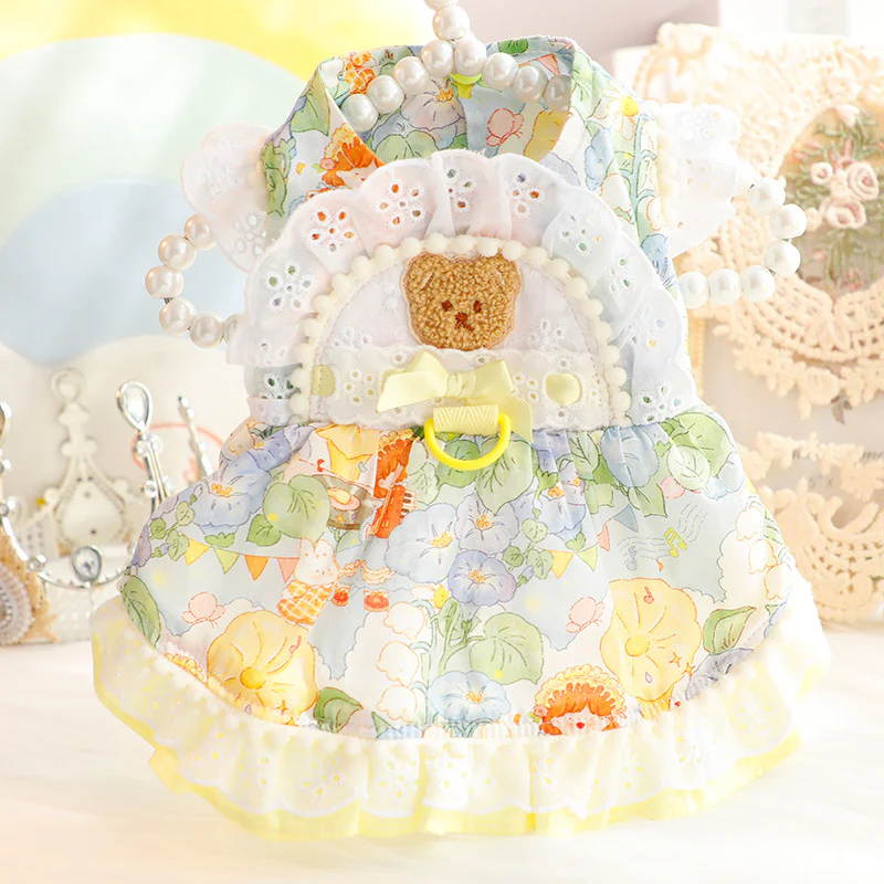 Bear Head Tulips Dog Cat Harness Dress - immagine 4
