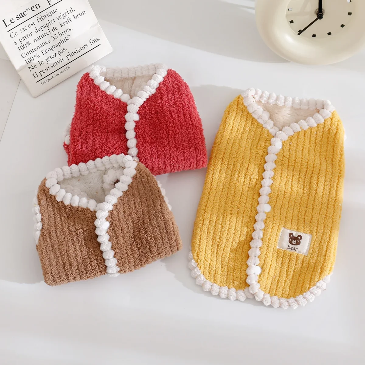 Solid Color Fleece Dog Cat Jacket Vest - immagine 2