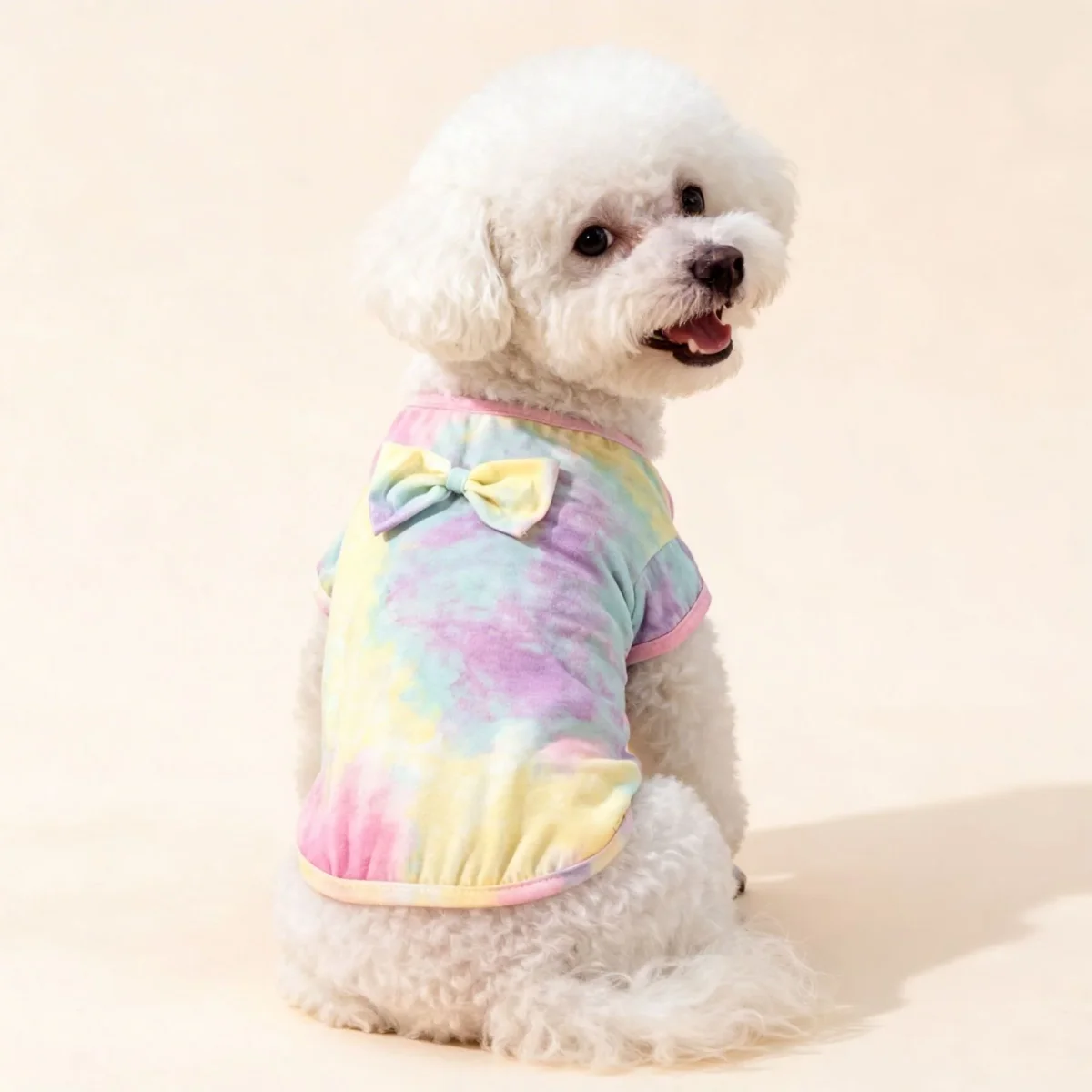 Tie-dyed Bow Decor Dog Cat Dress/Tee - immagine 3