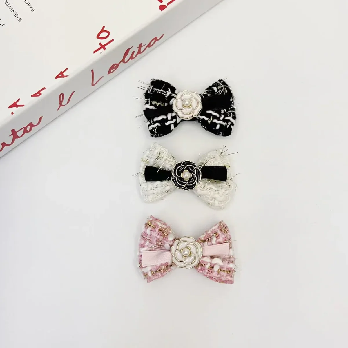 Flower Bowknot Dog Cat Hair Clip 3pcs - immagine 2