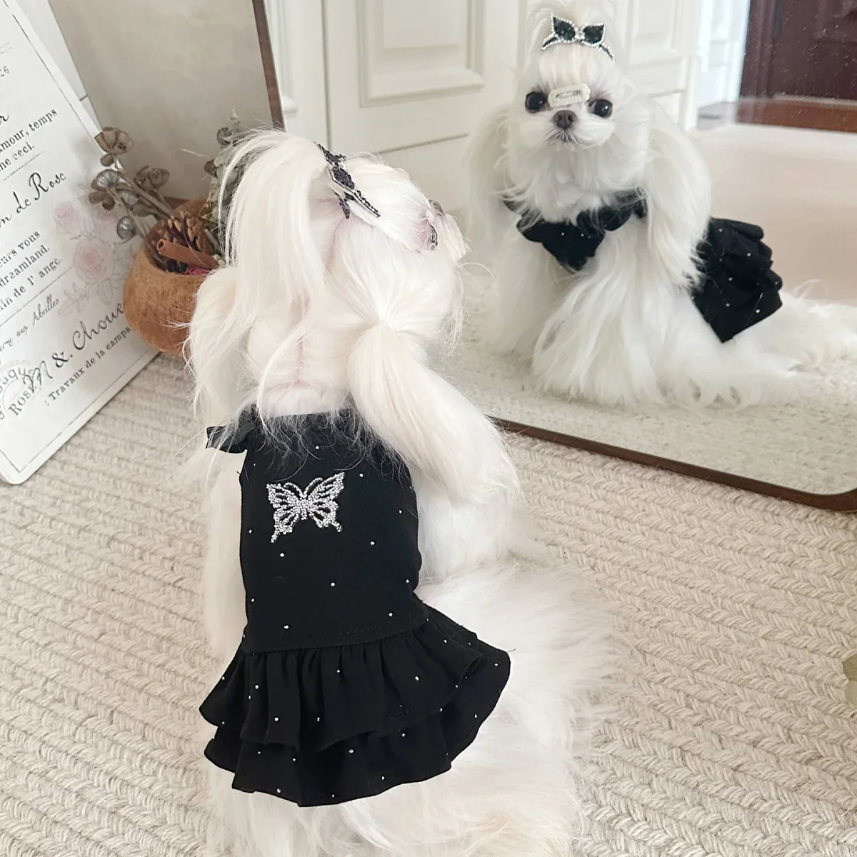 Sweet Butterfly Rhinestone Dog Cat Dress - immagine 2