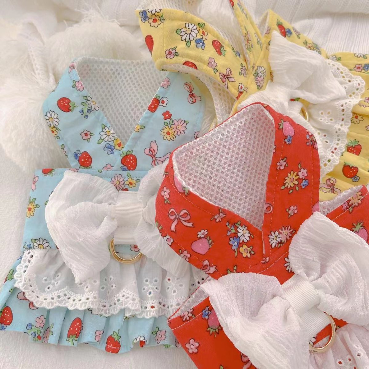Fruit Printed Lace Bow Dog Harness&Leash - immagine 8