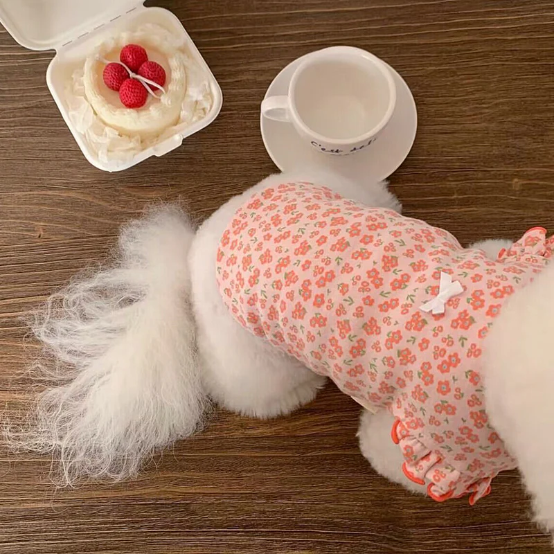 Sweet Flower Sleeve Dog Cat Vest - immagine 5