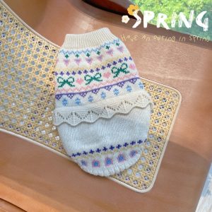 Sweet Bow Ruffled Dog Cat Sweater Vest