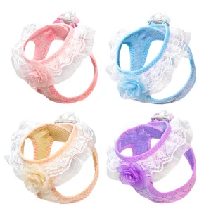 Flower Decor Lace Design Dog Harness&Leash