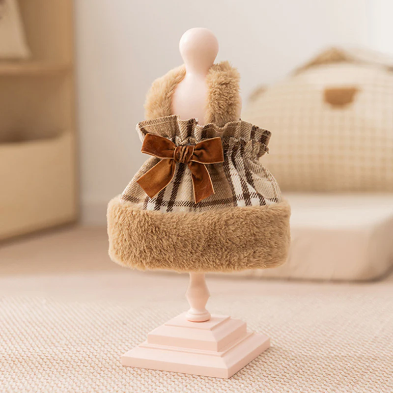 Fleece Plaid Dog Cat Dress Cape Set - immagine 5