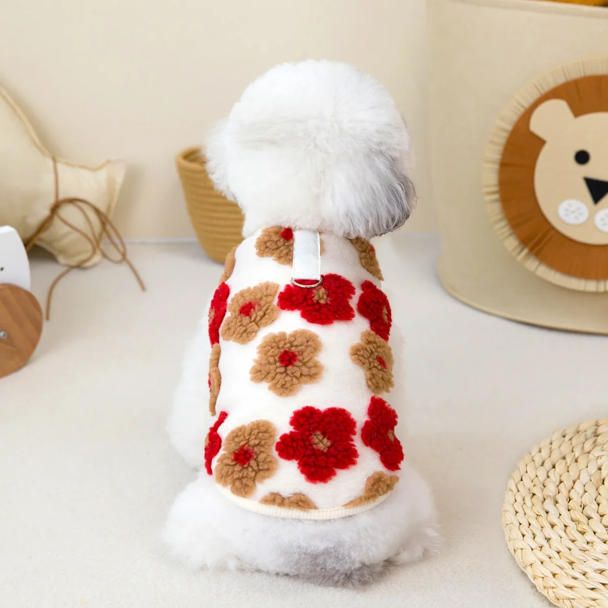 Fleece Flower Decor Dog Cat Harness Vest - immagine 3