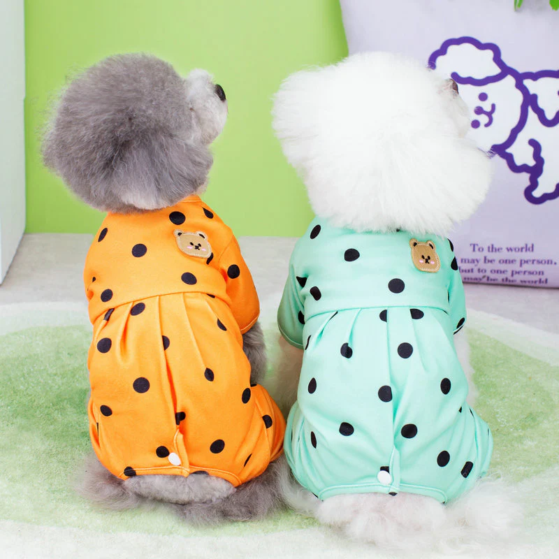 Belly Protecting Polka Dot Dog Jumpsuits - immagine 4