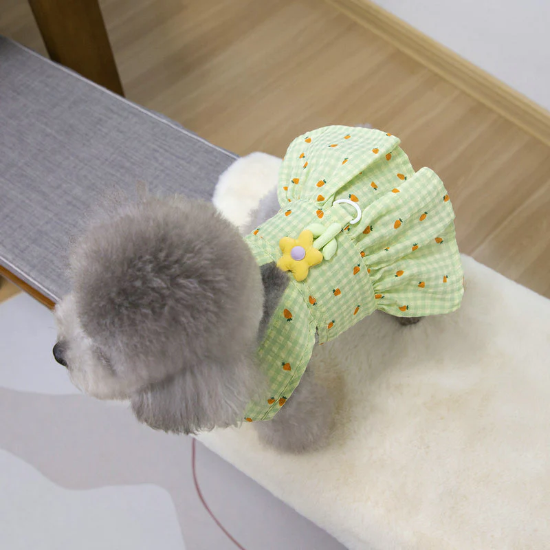 Flower Decor Carrot Dog Cat Dress Harness - immagine 4
