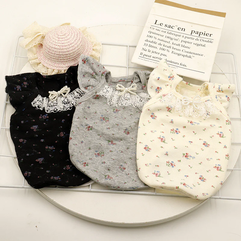 Sweet Floral Lace Collar Dog Cat Vest - immagine 6