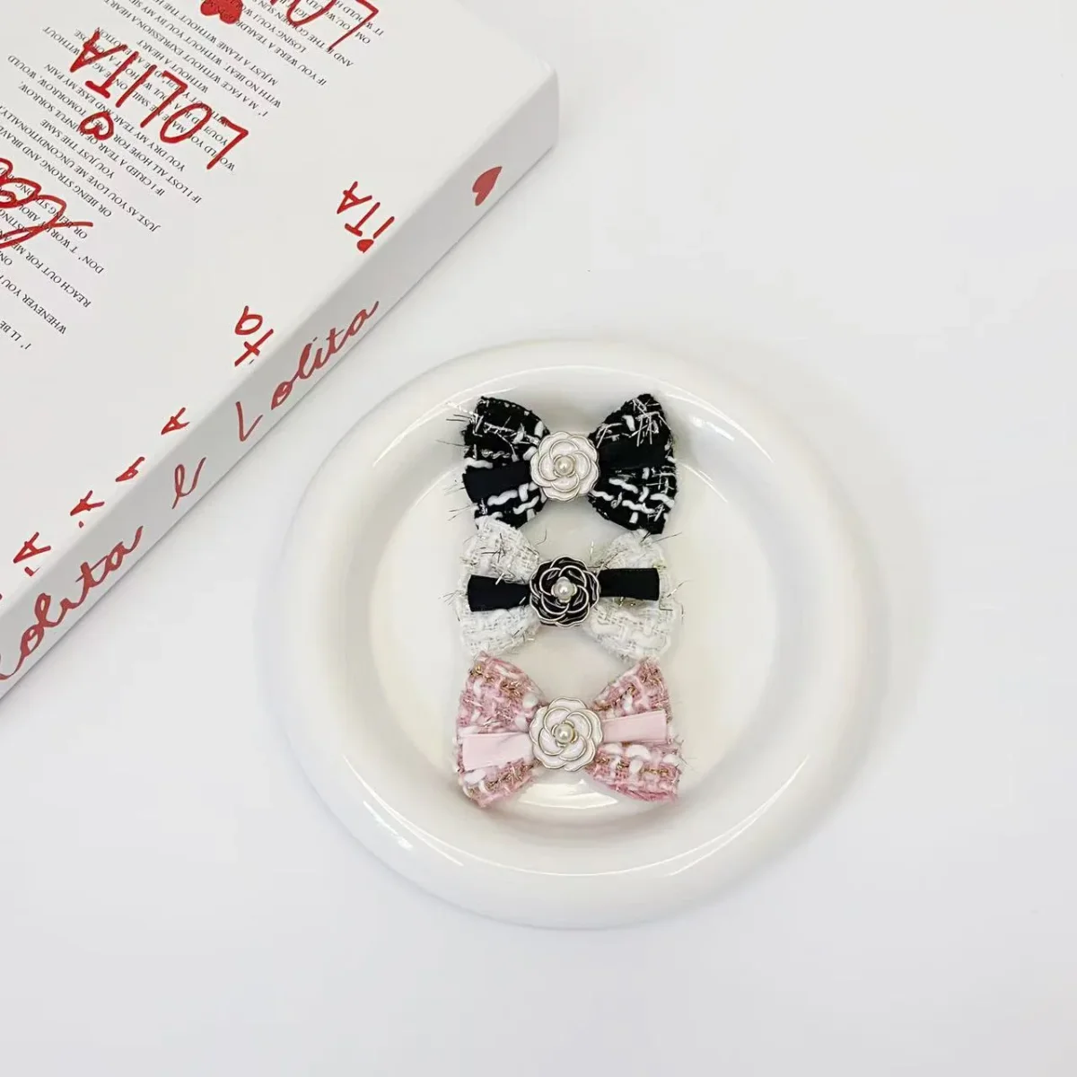 Flower Bowknot Dog Cat Hair Clip 3pcs - immagine 3