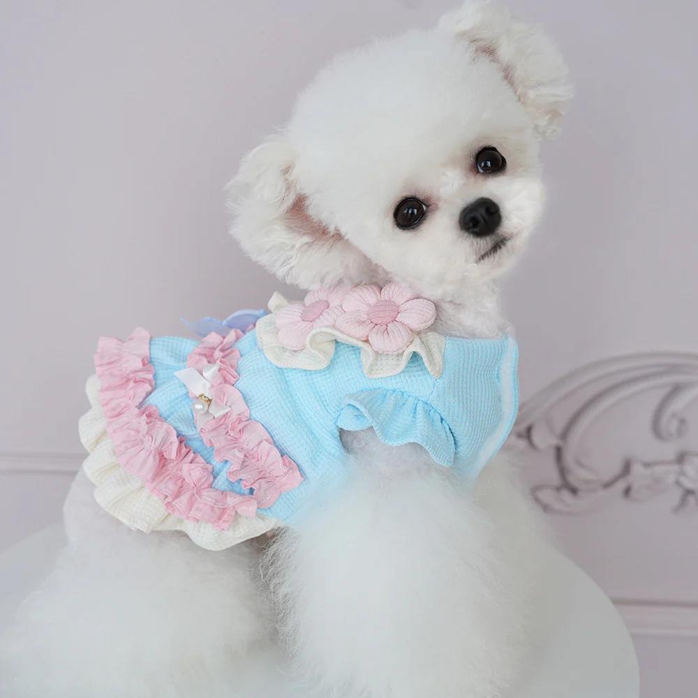 Sweet Flower Layered Color Block Dog Cat Dress - immagine 6