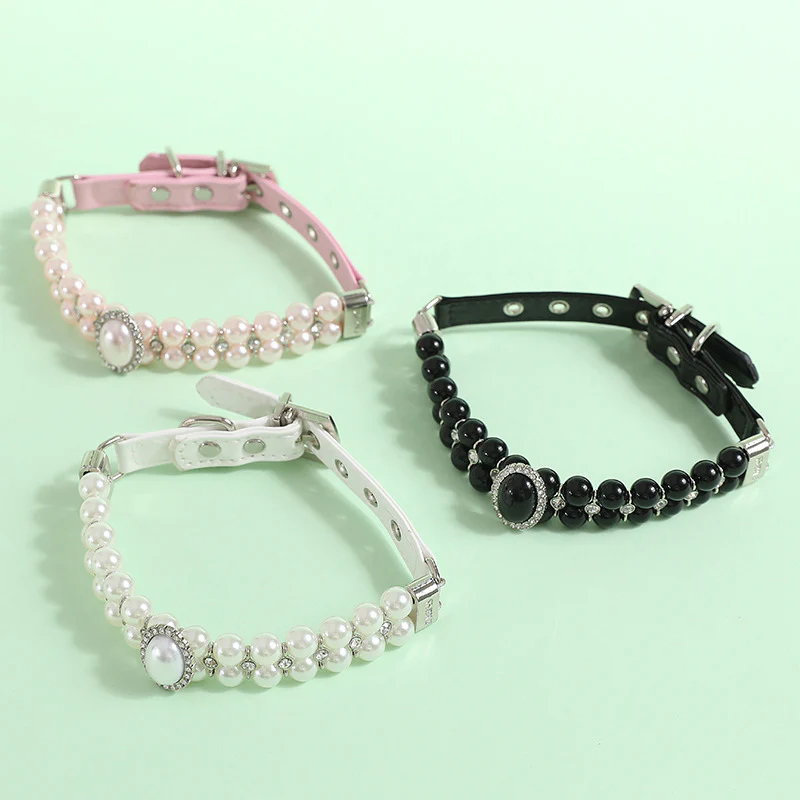 Jeweled Pearl Decor Dog Collar&Leash - immagine 3