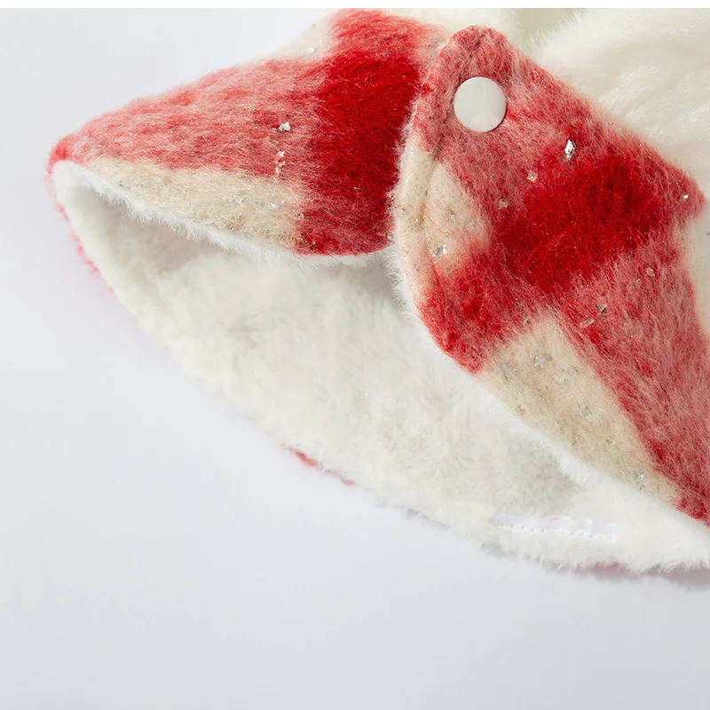 Bow Plaid Ruffled Fleece Dog Cat Dress/Cape - immagine 9