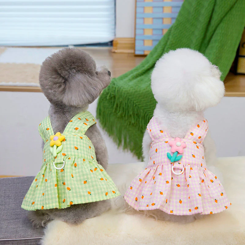Flower Decor Carrot Dog Cat Dress Harness