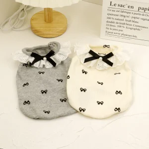 Sweet Pearl Bow Collar Dog Cat Vest
