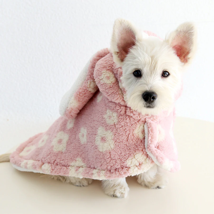 Plaid Flower Fleece Dog Cat Cape Pajama - immagine 5