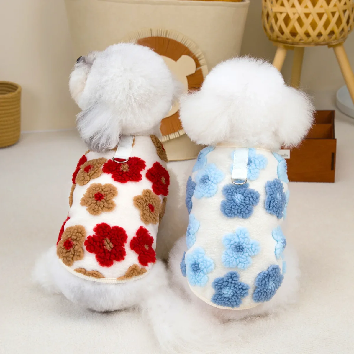 Fleece Flower Decor Dog Cat Harness Vest - immagine 5