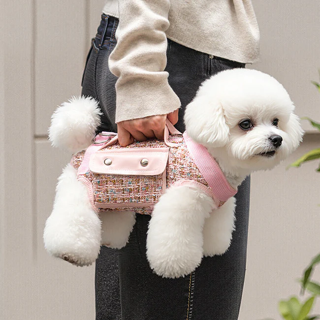 Chic Tweed Dog Harness Sling Carrier Bag - immagine 7