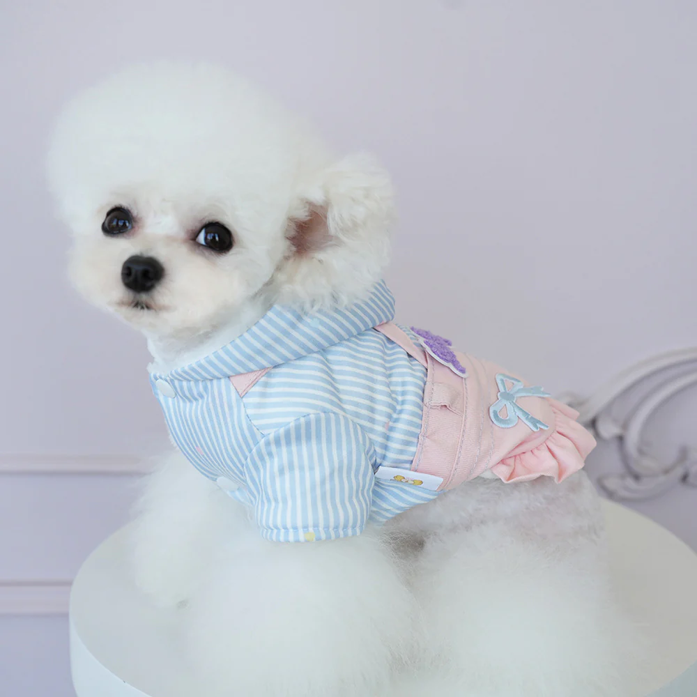 Warm Cross Straps Striped Hooded Dog Cat Jacket - immagine 5